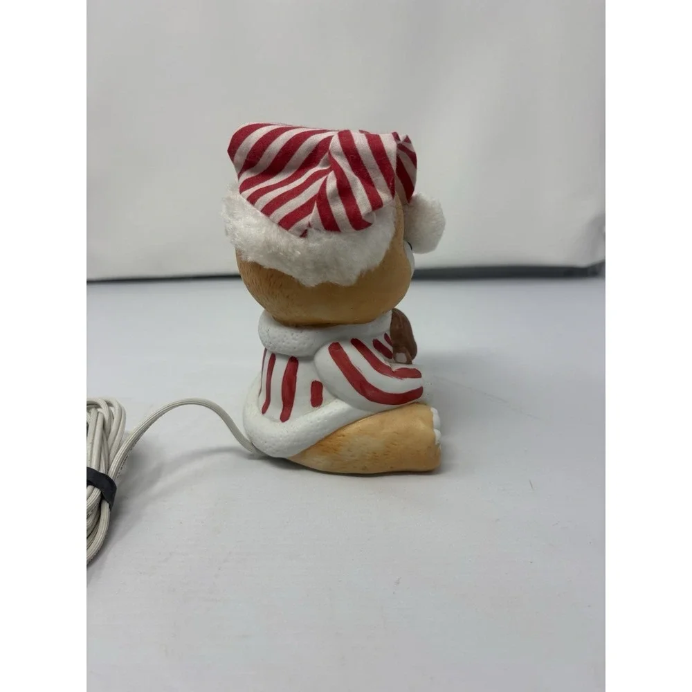 Vintage 1980's Ceramic Christmas Teddy Bear Night Light Lamp PJ's Bear Nostalgic